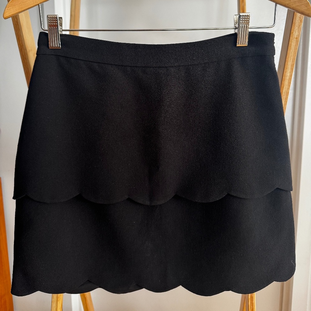 Club Monaco scalloped black mini skirt